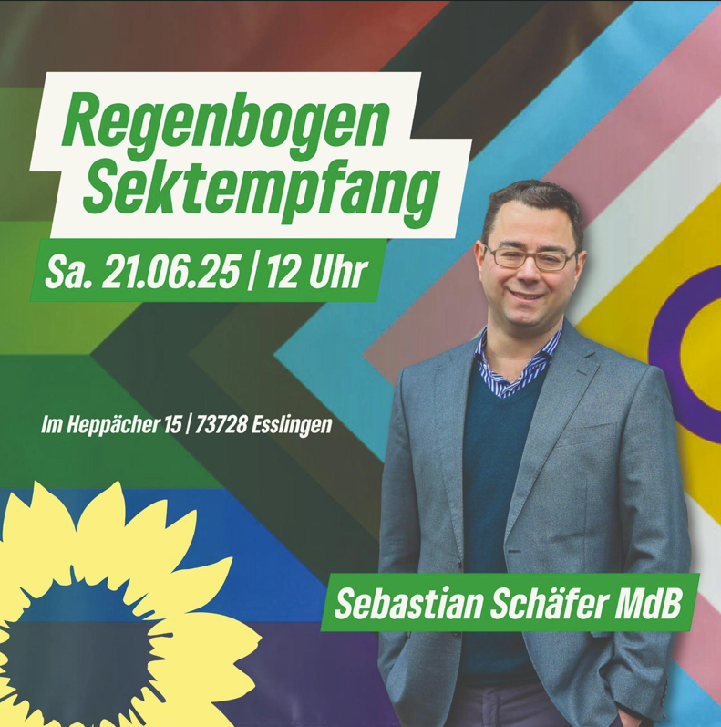 Sebastian Schäfer, MdB, lädt ein zum Regenbogen-Sektempfang